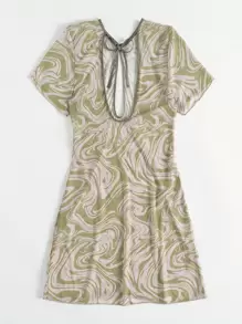 SHEIN Swim Fluid Pattern Cut-Out Cover Up Summer - Multicolor - View 2