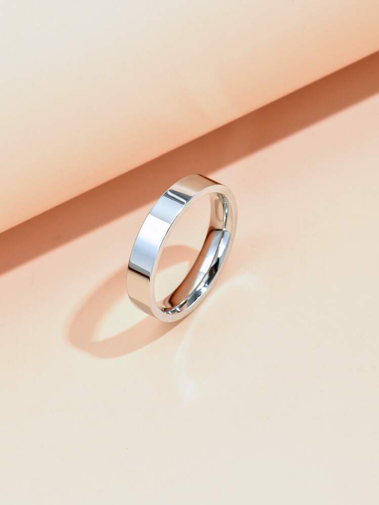A Japanese And Korean Style Fashion Simple Smooth Female Stainless Steel Ring Suitable For Daily Wear - Silver - View 1