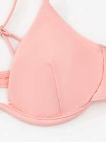 3packs Plain Push Up Bikini & Beach Skirt - Pink - View 5