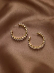 أقراط هوب مفتوحة بديكور حجر الراين