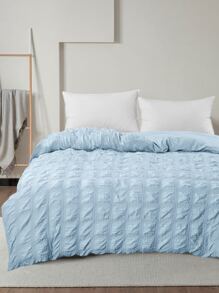 Seersucker Duvet Cover Without Filler - Blue - View 1