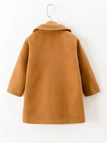 Toddler Boys Lapel Neck Button Front Overcoat - Ginger - View 2