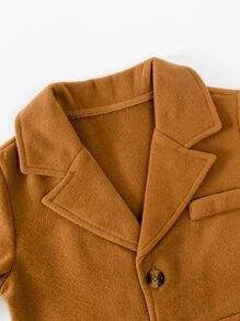 Toddler Boys Lapel Neck Button Front Overcoat - Ginger - View 4