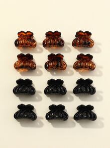 12 piezas Simple Pinza de pelo para uso diario en peinados de niñas con diseño de mariposa casual - Multicolor - Ver 1