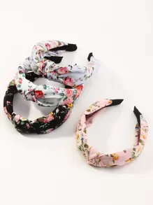 4pcs Floral Print Headbands, Bohemian Style Colorful Rose & Leaf Print Headbands, Suitable For Daily Wear, Spring/Summer, Vacation Hairband Hair Hoop Hair Accessories Head Accessories - Multicolor - View 2