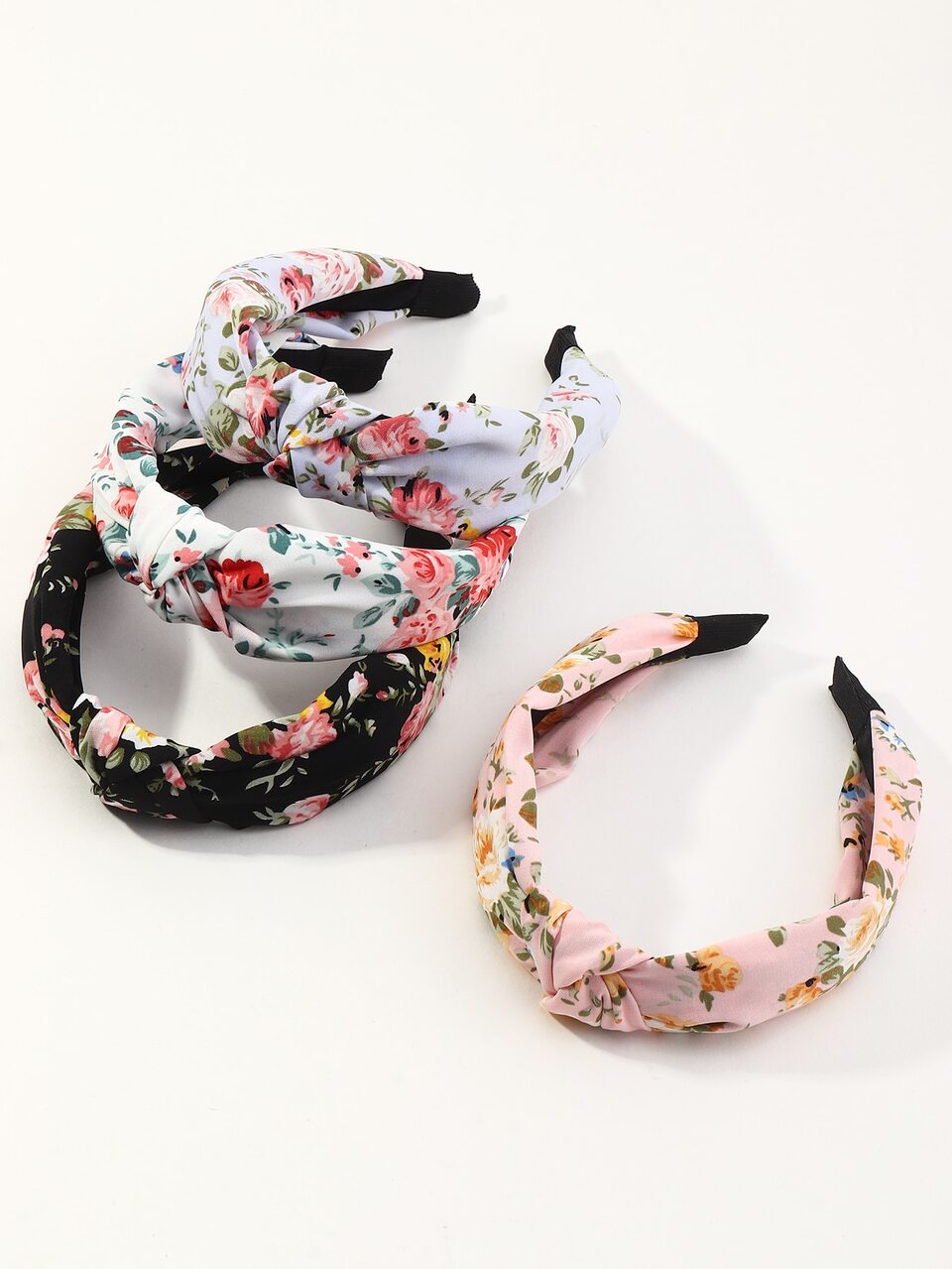 4pcs Floral Print Headbands, Bohemian Style Colorful Rose & Leaf Print Headbands, Suitable For Daily Wear, Spring/Summer, Vacation Hairband Hair Hoop Hair Accessories Head Accessories