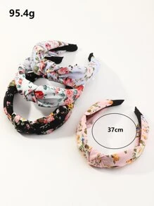 4pcs Floral Print Headbands, Bohemian Style Colorful Rose & Leaf Print Headbands, Suitable For Daily Wear, Spring/Summer, Vacation Hairband Hair Hoop Hair Accessories Head Accessories - Multicolor - View 3