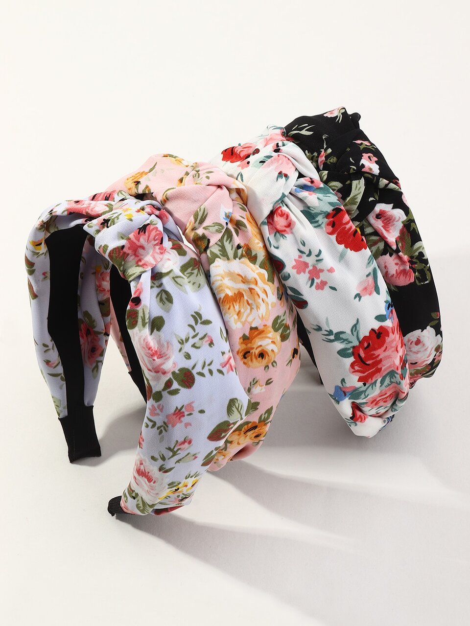 4pcs Floral Print Headbands, Bohemian Style Colorful Rose & Leaf Print Headbands, Suitable For Daily Wear, Spring/Summer, Vacation Hairband Hair Hoop Hair Accessories Head Accessories
