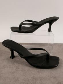 SHUZIA Zapatillas sin cordones con tira en el dedo y tacón bajo en forma de mula - Nuevos regalos de Año Nuevo, Día de San Valentín y calzado de verano