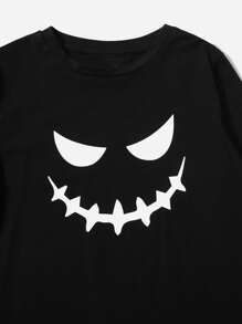 SHEIN 男孩萬聖印花長袖T恤