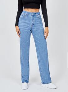 SHEIN Tall Jeans de talle alto con lavado ligero