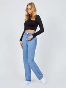 SHEIN Tall Jeans de talle alto con lavado ligero