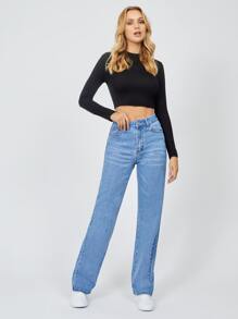 SHEIN Tall Jeans de talle alto con lavado ligero