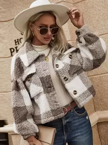 SHEIN LUNE Áo khoác nữ Kẻ sọc Giải trí - Nhiều màu - Xem 1