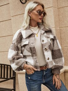 SHEIN LUNE Áo khoác nữ Kẻ sọc Giải trí - Nhiều màu - Xem 3