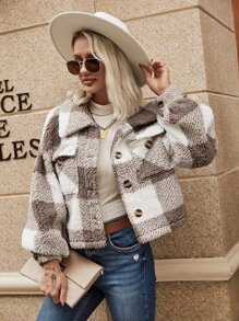 SHEIN LUNE Áo khoác nữ Kẻ sọc Giải trí - Nhiều màu - Xem 5