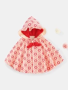 Peninsula Baby 嬰兒印花前蝴蝶結連帽斗篷外套 - 彩色 - 查看 4