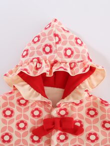 Peninsula Baby 嬰兒印花前蝴蝶結連帽斗篷外套 - 彩色 - 查看 7
