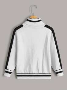 Toddler Girls Cable Knit Turtleneck Raglan Sleeve Sweater - White - View 2