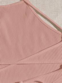 SHEIN EZwear Lace Up Backless Cami Top - Dusty Pink - View 4