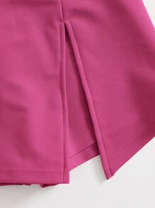 SHEIN Essnce Chân váy ngắn có lưng thun và xẻ tà phía trước - Màu Hồng Tươi - Xem 4