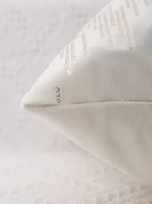 1pc Metallic Cushion Cover Without Filler - Beige - View 3