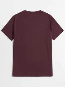 Manfinity NXTstreet Camiseta de cuello redondo con estampado de letra - Burdeos - Ver 2