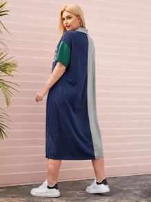 Mulvari Đầm Plus Size Nút phía trước Thú vật Giải trí - Nhiều màu - Xem 2