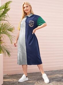 Mulvari Đầm Plus Size Nút phía trước Thú vật Giải trí - Nhiều màu - Xem 3