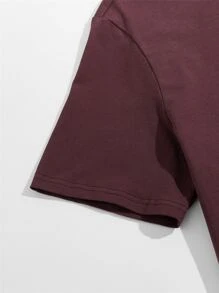 Manfinity NXTstreet Camiseta de cuello redondo con estampado de letra - Burdeos - Ver 4