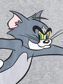 TOM & JERRY X SHEIN 卡通圖形上衣和海豚短褲睡衣套裝