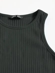 SHEIN Essnce Vestido ajustado tejido de canalé - Gris Oscuro - Ver 3