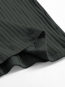 SHEIN Essnce Vestido ajustado tejido de canalé - Gris Oscuro - Ver 5