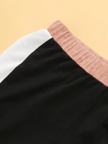 SHEIN Girls Sequin Pocket Patched Colour-block Top & Trousers Set - Multicolor - View 4