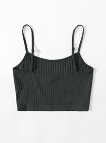 SHEIN EZwear Rib-knit Crop Cami Top - Dark Grey - View 2
