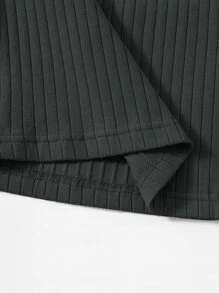 SHEIN EZwear Rib-knit Crop Cami Top - Dark Grey - View 4