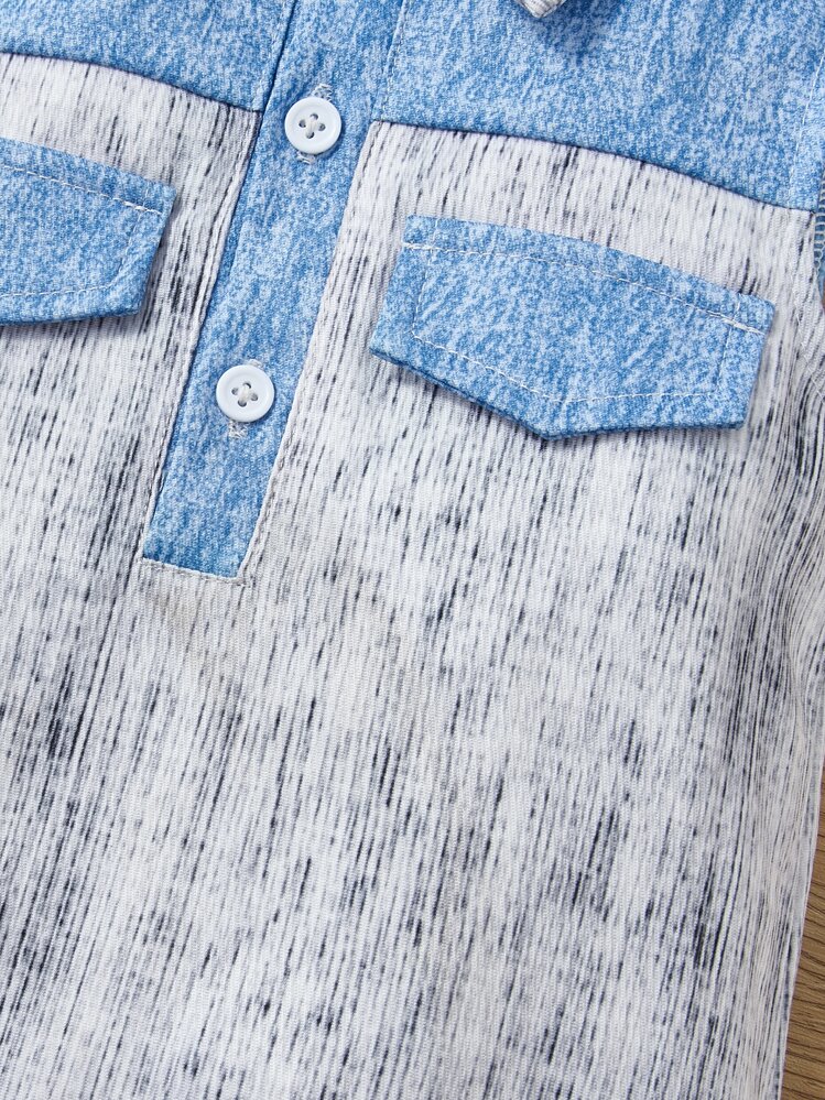 Bebé Jumpsuit camisero panel en contraste con botón - Gris - Añade 4