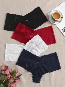 4pack Plus Floral Lace Panty Lingerie - Multicolor - View 1