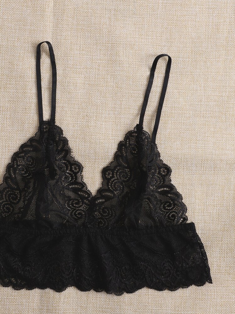 FloralLove Floral Print Contrast Lace Lingerie Set - Multicolor - View 4