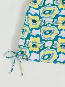 Swim Vcay Summer Beach 3packs Floral Print Triangle Bikini With Cover Up Skirt - Multicolor - View 4