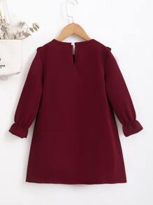 年輕女孩荷葉邊荷葉袖百褶裙連衣裙