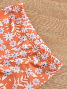 SHEIN Camiseta Con Volantes Para Niñas Y Leggings Con Estampado Floral - Naranja - Ver 6