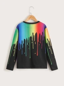SHEIN Tween Boy Splash Print Round Neck T-Shirt - Multicolor - View 2