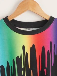 SHEIN Tween Boy Splash Print Round Neck T-Shirt - Multicolor - View 3