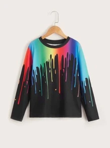 SHEIN Tween Boy Splash Print Round Neck T-Shirt - Multicolor - View 5