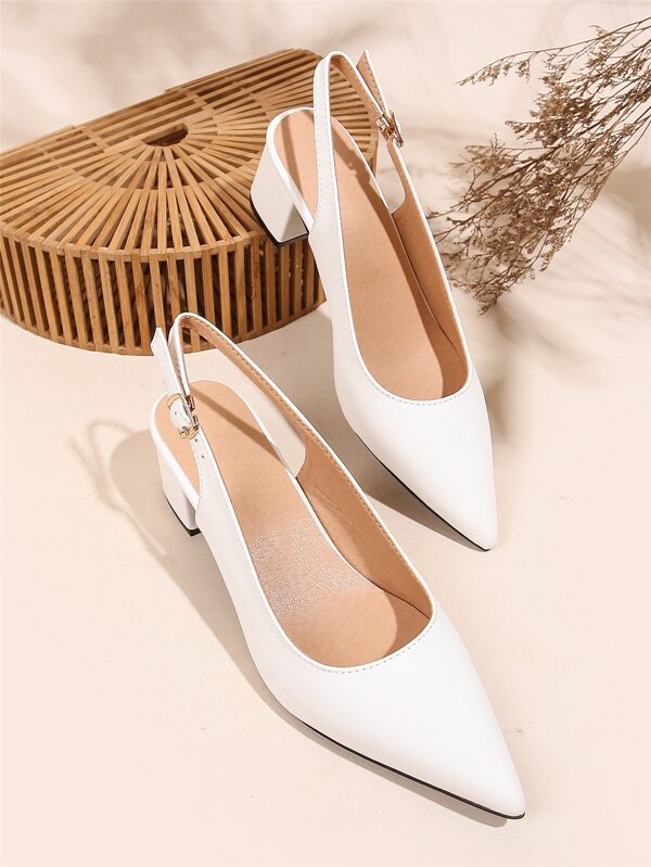 Fall/Winter Women's Elegant High-Heeled Shoes With Minimalist Open Back And Chunky Heels, Elegant