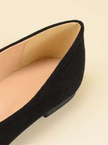 Suedette Point Toe Flats - Black - View 5