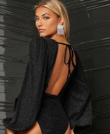 SHEIN BAE Deep V Neck Backless Bodysuit - Black - View 2