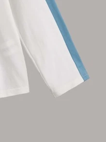 SHEIN 男孩字母圖案拼接面插肩袖T恤 - 白色 - 查看 3