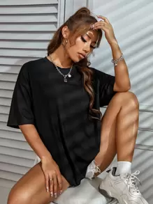 SHEIN Unity 复古做旧人头图案男女通用 T 恤 - 黑色 - 查看 3